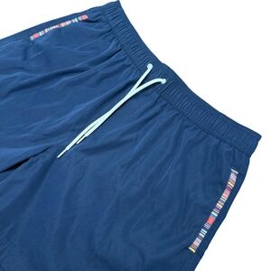 Wowie Shorts Mens XL Navy Blue Elastic Waist Drawstring Woven Aztec Trim Casual